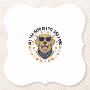 Hundeliebe Vintage Retriever Pfotenabdruck-Shirt-D Untersetzer
