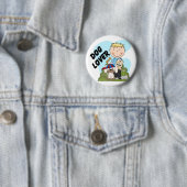 Hundeliebhaber-blonde Jungen-T-Shirts und Button (Beispiel)