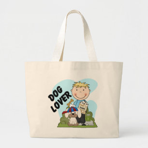 Hundeliebhaber-blonde Jungen-T-Shirts und Jumbo Stoffbeutel