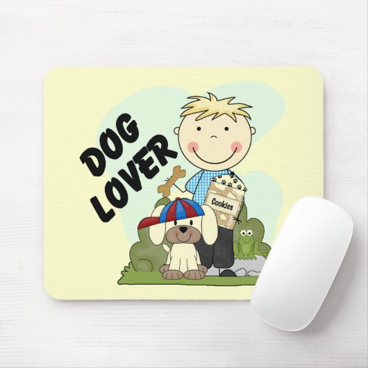 Hundeliebhaber-blonde Jungen-T-Shirts und Mousepad (Mit Mouse)