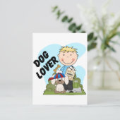 Hundeliebhaber-blonde Jungen-T-Shirts und Postkarte (Stehend Vorderseite)
