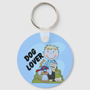 Hundeliebhaber-blonde Jungen-T-Shirts und Schlüsselanhänger