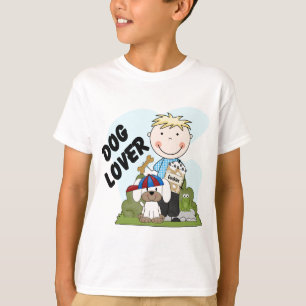 Hundeliebhaber-blonde Jungen-T-Shirts und T-Shirt