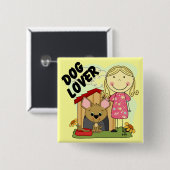 Hundeliebhaber-blonde Mädchen-T - Shirts und Button (Vorne & Hinten)