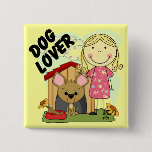 Hundeliebhaber-blonde Mädchen-T - Shirts und Button