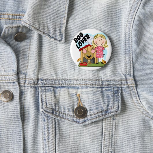 Hundeliebhaber-blonde Mädchen-T - Shirts und Button (Beispiel)