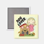 Hundeliebhaber-blonde Mädchen-T - Shirts und Magnet (Vorderseite/Rückseite)