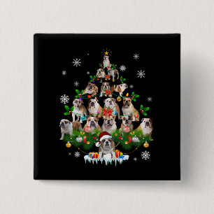 Hundeliebhaber Bulldog Christmas Tree Ornaments Button