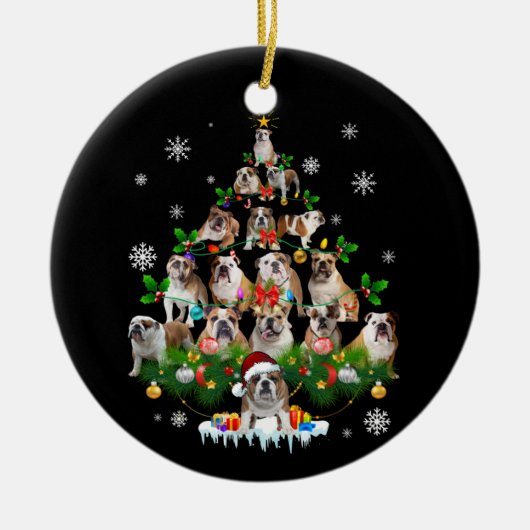 Hundeliebhaber | Bulldog Christmas Tree Ornaments Keramik Ornament (Vorne)