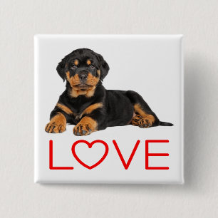 Hundeliebhaber Cartoon Süßer Welpe Liebe Rottweile Button