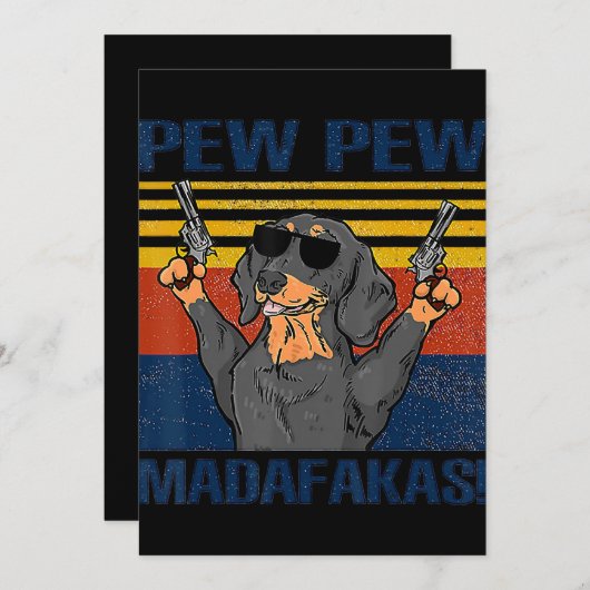 Hundeliebhaber| Dackel Pew Pew Vintag Dankeskarte (Vorne/Hinten)