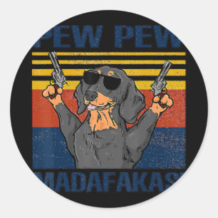 Hundeliebhaber Dackel Pew Pew Vintag Runder Aufkleber