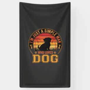 Hundeliebhaber Einfacher Mann Retro Sonnenuntergan Banner