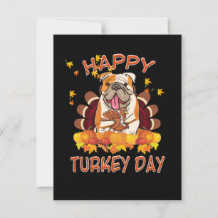 Hundeliebhaber Happy Turkey Day Funny Bulldog Dankeskarte