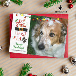 Hundeliebhaber, "Lieber Weihnachtsmann, die Katze  Feiertagskarte<br><div class="desc">Ein lustiger Urlaub Gruß mit Ihrem Hund. Der Titel sagt: "Lieber Weihnachtsmann, die Katze hat es getan." Der Gruß "Happy Howlidays" kann geändert werden. Das Backside Design ist ein traditionelles Weihnachtsmuster aus Süßigkeiten, das verschoben oder gelöscht werden kann, um zusätzliche Fotos oder Texte aufzunehmen. Wenden Sie sich an den Designer,...</div>