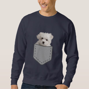 Hundeliebhaber  Maltesischer Welpenhund in Pocket Sweatshirt