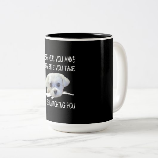 Hundeliebhaber| Niedlich maltesisch Jedes Gericht, Zweifarbige Tasse (VorderseiteRechts)