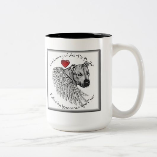Hundeliebhaber Pitbull Denkmal-Tasse Zweifarbige Tasse (Rechts)