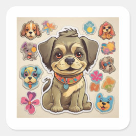 Hundeliebhaber Quadratischer Aufkleber