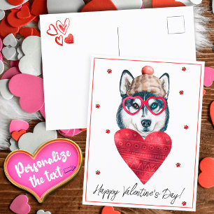 Hundeliebhaber Valentinsgeschenk Siberian Husky Feiertagspostkarte