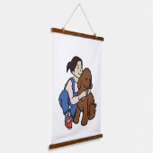 Hundemädchen Wandteppich Mit Holzrahmen (Gewinkelt)