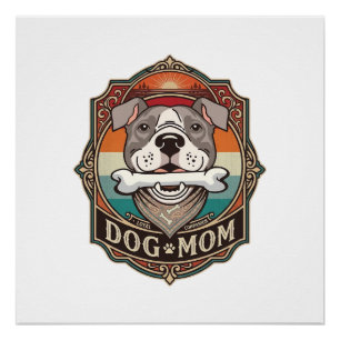 Hundemama-Knochen-Bandana-Vintage-Rahmen_1 Poster