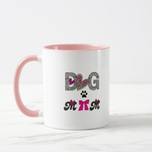 Hundemama Leopard Herz Tasse - Geschenk für Mama (Links)