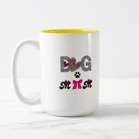 Hundemama Leopard Herz Tasse - Geschenk für Mama (Links)