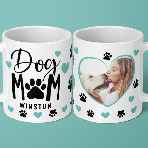 Hundemama Pfoten Türkises Herz Personalisiertes Fo Kaffeetasse