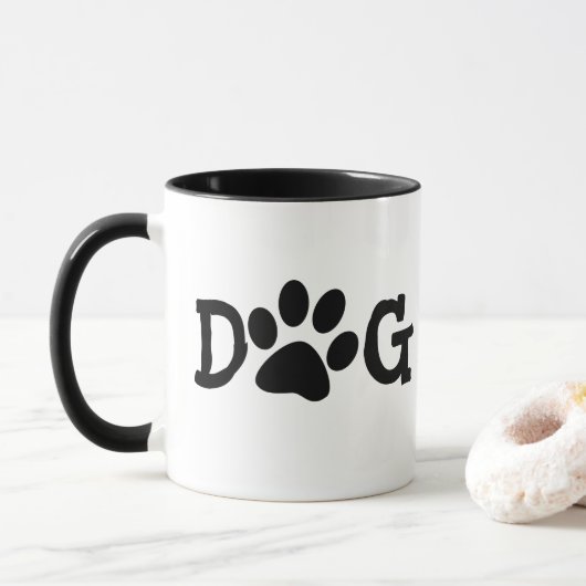 Hundemama Pfotenabdrücke auf Weiß Tasse (Mit Donut)