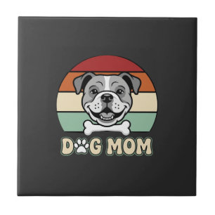Hundemama Retro Bulldogge Vektor Fliese