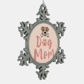Hundemama schneeflocken Zinn-Ornament (Links)