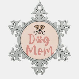 Hundemama schneeflocken Zinn-Ornament