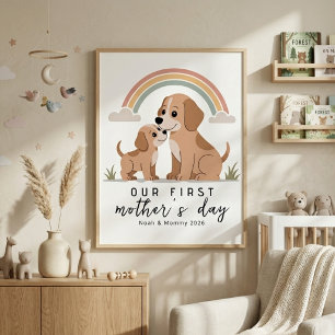 Hundemama Welpe Erster Muttertag Pastell-Kinderzim Poster