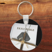 Hundemarken mit Kreuz in der Bibel Schlüsselanhänger (Vorderseite)