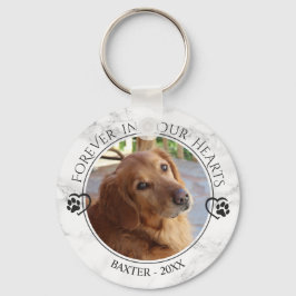Hundemeldung für immer in unserem Herz-Foto-Marmor Schlüsselanhänger