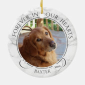 Hundemeldung für immer in unserem Herz-Marmor-Foto Keramik Ornament (Hinten)