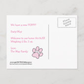 Hundemitteilung - Mädchen Ankündigungspostkarte (Rückseite)