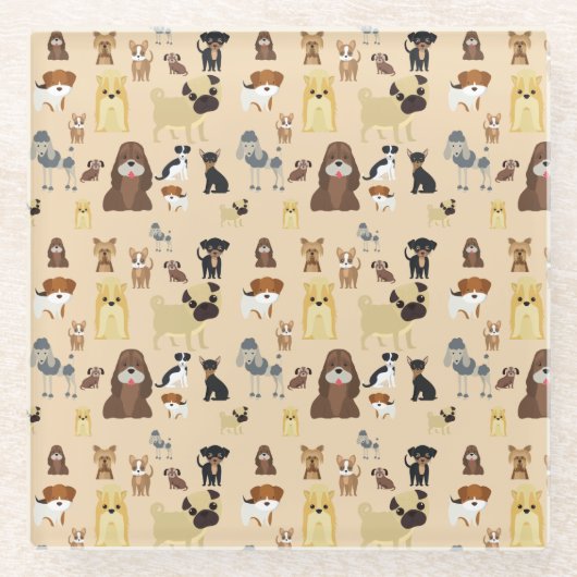 Hundemuster Glasuntersetzer (Vorderseite)