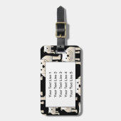 Hundemuster. Weiße Bulldoggen auf Schwarzem Gepäckanhänger (Vorderseite vertikal)