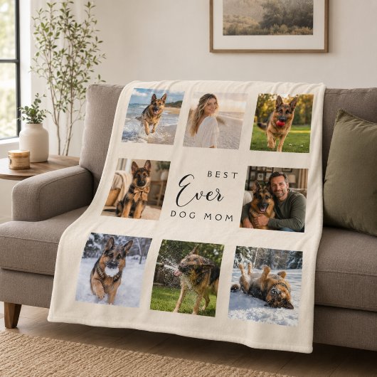 Hundemutter Champagner Elfenbein Foto-Collage Fleecedecke