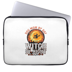 Hundemutter Hexe bei Nacht Vintage-Halloween-Shirt Laptopschutzhülle