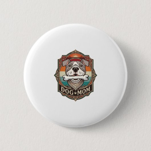 Hundemutter-Knochen-Bandana-Vintage-Rahmen_1 Button (Vorderseite)