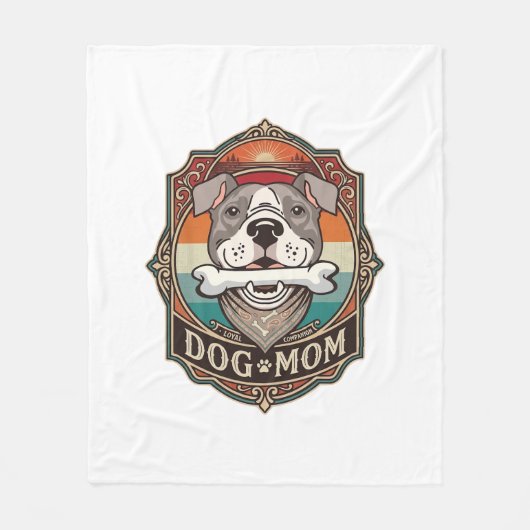 Hundemutter-Knochen-Bandana-Vintage-Rahmen_1 Fleecedecke (Vorderseite)