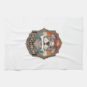 Hundemutter-Knochen-Bandana-Vintage-Rahmen_1 Geschirrtuch