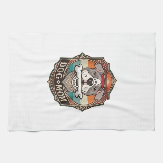 Hundemutter-Knochen-Bandana-Vintage-Rahmen_1 Geschirrtuch (Horizontal)