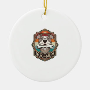 Hundemutter-Knochen-Bandana-Vintage-Rahmen_1 Keramik Ornament
