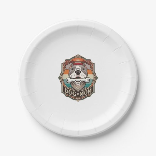 Hundemutter-Knochen-Bandana-Vintage-Rahmen_1 Pappteller (Vorderseite)