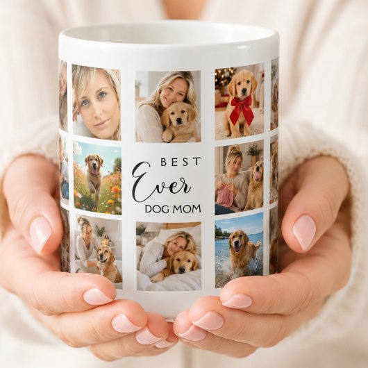 Hundemutter Mama Fotocollage weiß schwarz Kaffeetasse