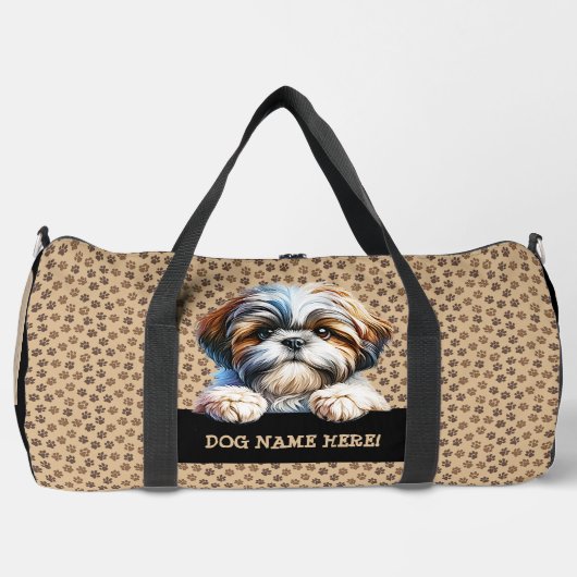 Hundename, Ihr Name, Shih Tzu Duffle Bag (Vorderseite)